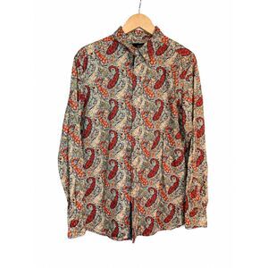 Cremieux Premium Denim Men's Large Paisley Button-Up Shirt 100% Cotton Classic